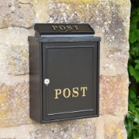 Wall Mounted Post Box - Gold Text