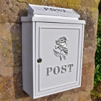 Silver Rose Wall Mounted Post Box - White Finish