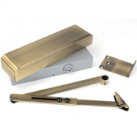 Aged Brass Heavy Duty Door Closer and Cover