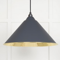 Smooth Brass Hockley Pendant in Slate