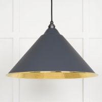 Hammered Brass Hockley Pendant in Slate