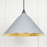 Hammered Brass Hockley Pendant in Birch