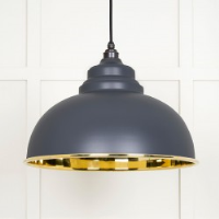 Smooth Brass Harborne Pendant in Slate