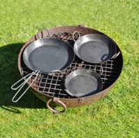 Set of 3 Skillets plus Handle - Kadai