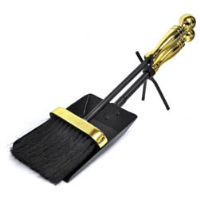 Black and Brass Shovel and Brush Set