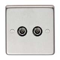 Satin Stainless Steel Double TV Socket