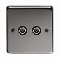 Black Nickel Double TV Socket