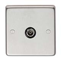 Satin Stainless Steel Single TV Socket