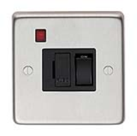 Satin Stainless Steel Fused Switch & Neon - 13 Amp