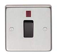 Satin Stainless Steel Single Switch & Neon - 20 Amp