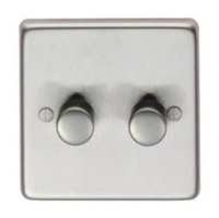 Satin Stainless Steel Double Dimmer Switch - 400w