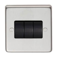 Satin Stainless Steel Triple Light Switch