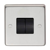 Satin Stainless Steel Double Light Switch