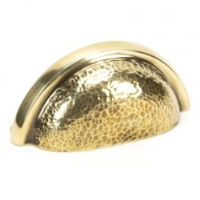 Hammered Regency Concealed Drawer Pull - Aged Brass