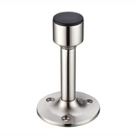 Cylinder Door Stop with Rose - Satin Nickel