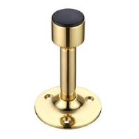 Cylinder Door Stop with Rose - Polished Brass