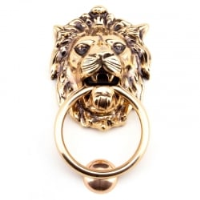 Regency Lions Head Door Knocker - Polished Bronze