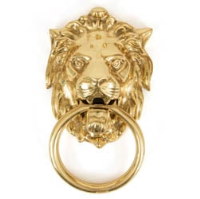 Regency Lions Head Door Knocker - Polished Brass