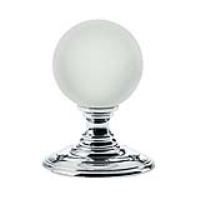 Frosted Clear Glass Ball Door Knobs on Polished Chrome Roses