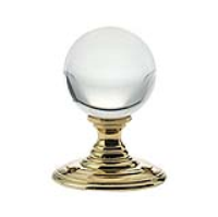 Clear Glass Ball Door Knobs on Polished Brass Roses