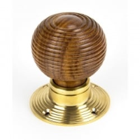 Cottage Rosewood Knob Set with Polished Brass Roses
