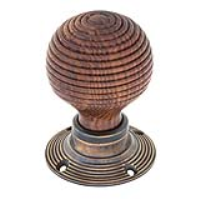 Beehive Rosewood Knob Set with Brass Roses
