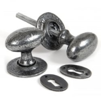 Blacksmith Pewter Patina Oval Knob Set
