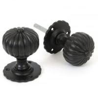 Flower Mortice Knob Set - Black Finish