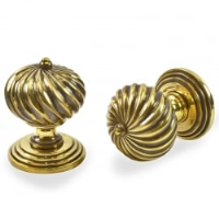 Aged Brass Spiral Door Knobs