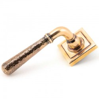 Hammered Newbury Lever on Square Rose Set - Polished Bronze