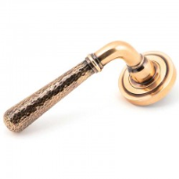 Hammered Newbury Lever on Art Deco Rose Set - Polished Bronze