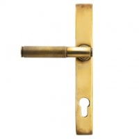 Brompton Slimline Sprung Lever Espagnolette - Aged Brass