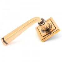 Avon Sprung Lever Door Handle on Square Rose Set - Polished Bronze