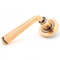 Avon Sprung Lever Door Handle on Round Rose Set - Polished Bronze