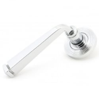 Avon Sprung Lever Door Handle on Beehive Rose Set - Polished Chrome