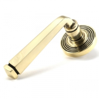 Avon Sprung Lever Door Handle on Beehive Rose Set - Aged Brass