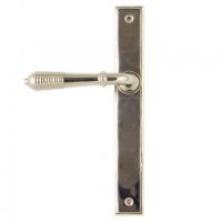 Reeded Slimline Sprung Lever Latch Set - Polished Nickel