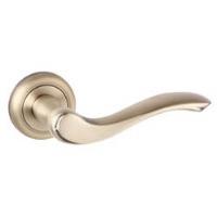 Warwick Lever Door Handle with a Radius Edge Rose - Matt Antique Brass Finish