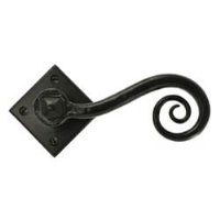 Traditional Blacksmith Monkey tail Lever Door Handle on Diamond Rosette