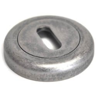 Round Escutcheon with a Radius Edge - Distressed Silver Finish