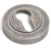 Euro Escutcheon - Distressed Silver Finish