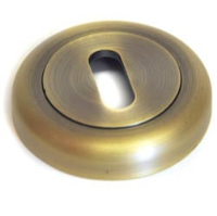 Round Escutcheon with a Radius Edge - Matt Antique Brass Finish