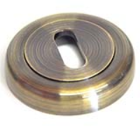 Round Escutcheon with a Radius Edge - Antique Brass Finish