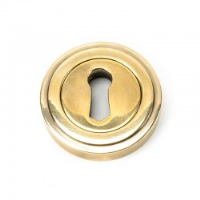 Aged Brass Art Deco Round Escutcheon