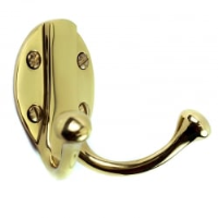 Large Double Hook - Polished Brass
