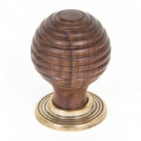 Beehive Rosewood Cabinet Knob with Brass Rose