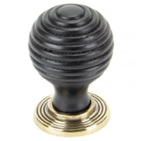 Beehive Ebony Cabinet Knob with Brass Rose