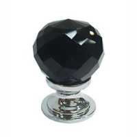 Facetted Black Glass Cabinet Knob