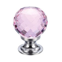 Facetted Pink Glass Cabinet Knob