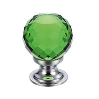 Facetted Green Glass Cabinet Knob